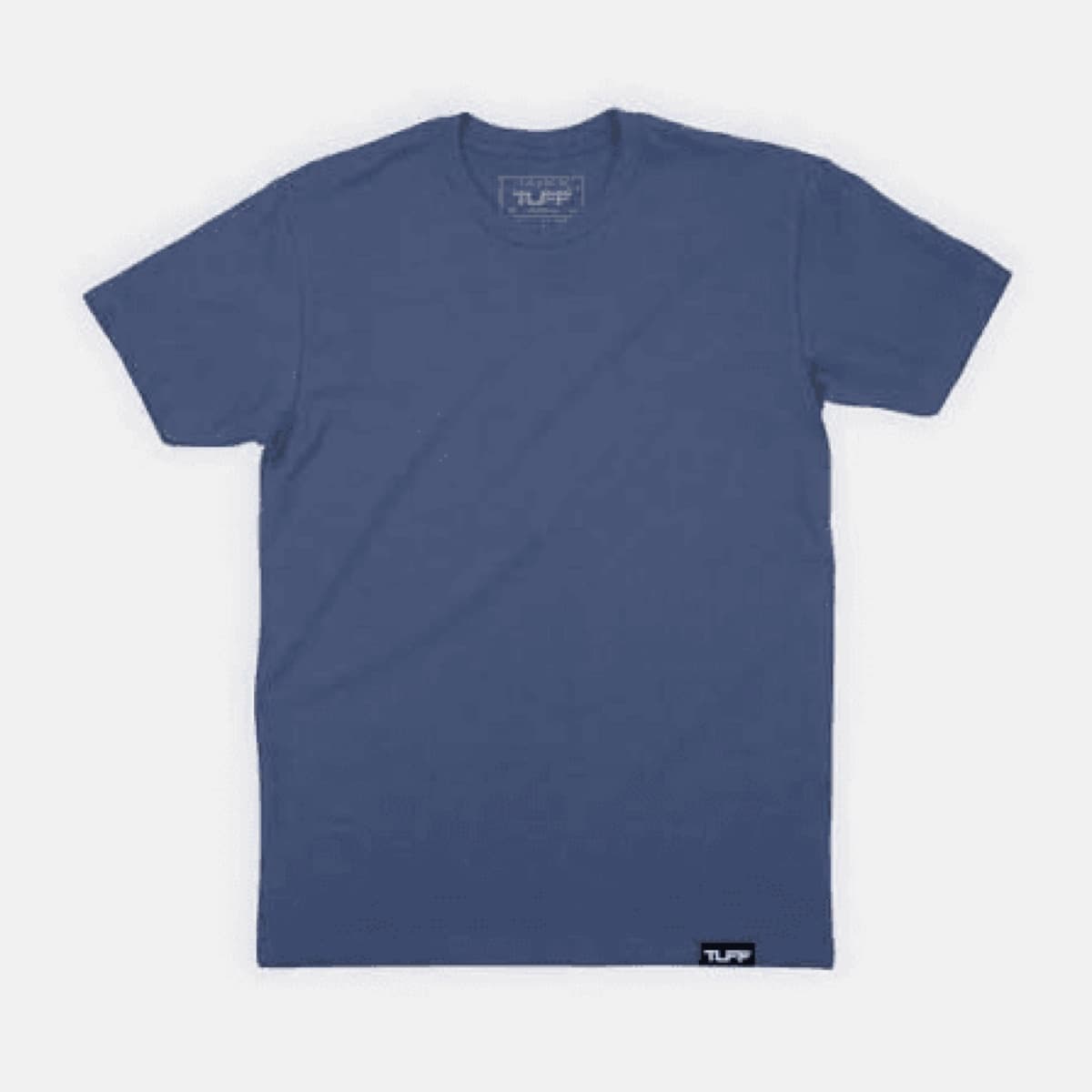 Blank navy TUFF t-shirt laid flat for upload